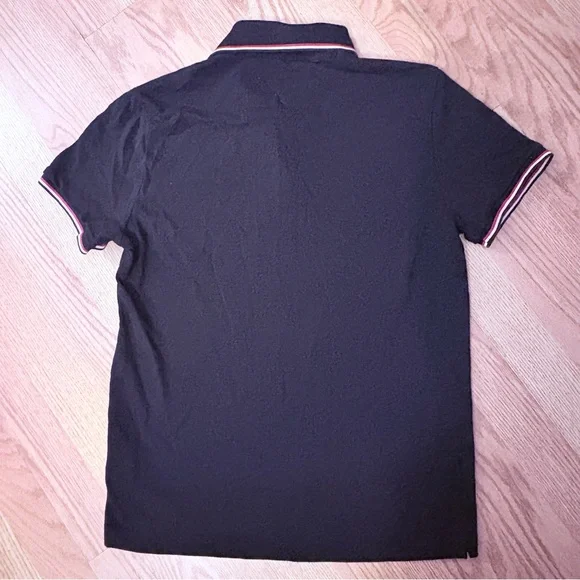 Moncler Men's Polo in Black with Red Accents Size Medium $395 - Picture 9 of 16